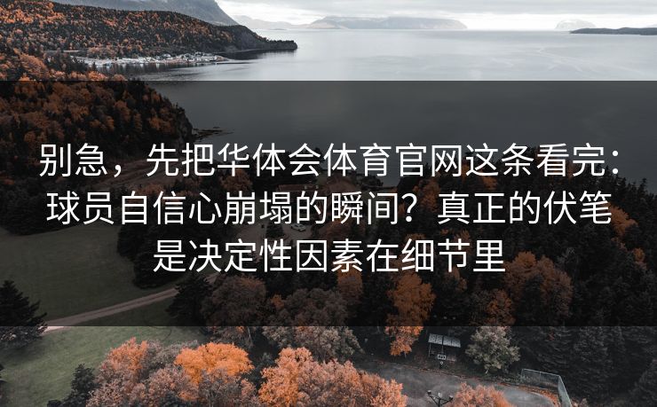 别急，先把华体会体育官网这条看完：球员自信心崩塌的瞬间？真正的伏笔是决定性因素在细节里