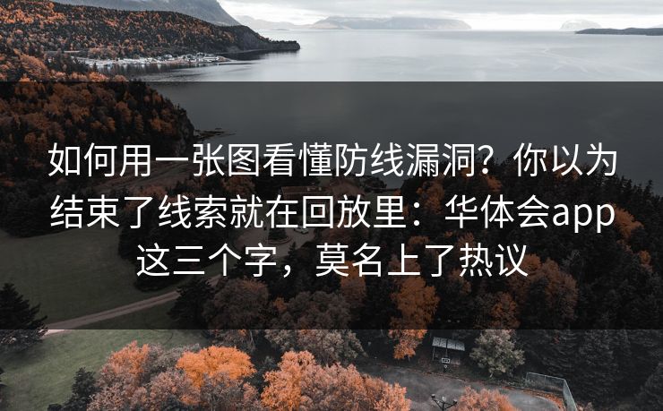 如何用一张图看懂防线漏洞？你以为结束了线索就在回放里：华体会app这三个字，莫名上了热议